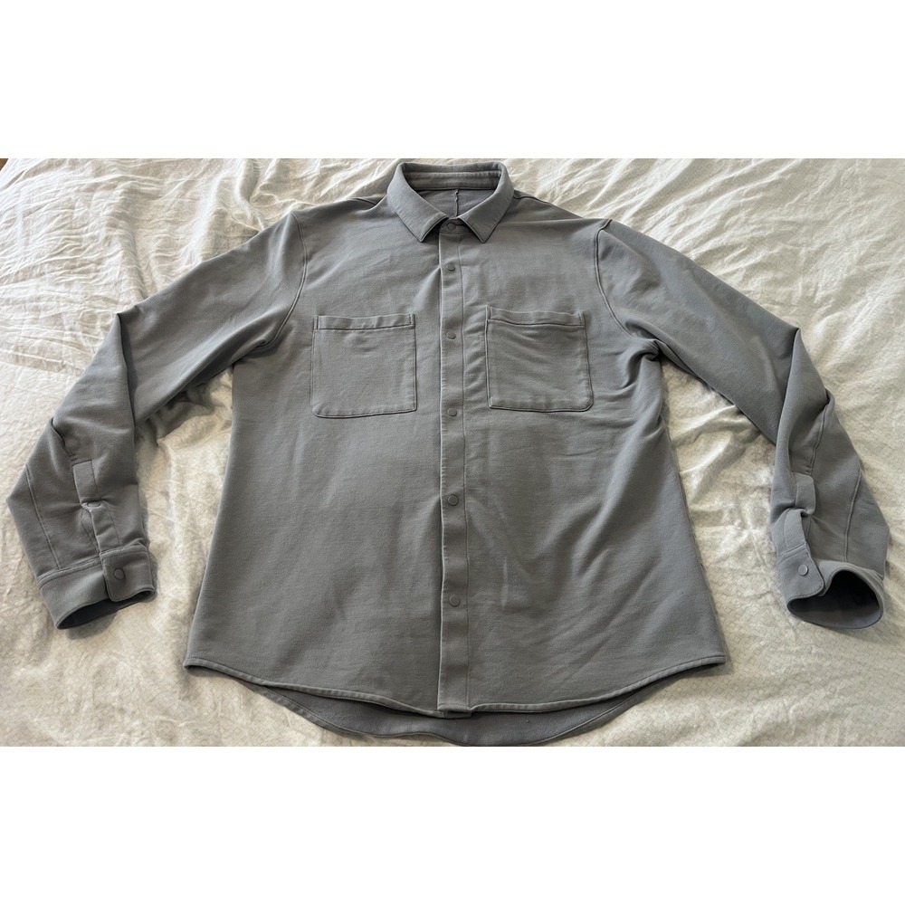 Lululemon Stretch French Terry Snap Button Overshirt Large Gray Shacket M3F85S